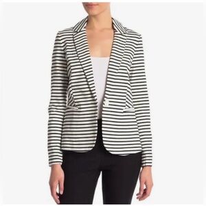 Philosophy Black and White Striped Cardigan Blazer Career